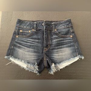 American Eagle Dark Wash Frayed Jean Shorts